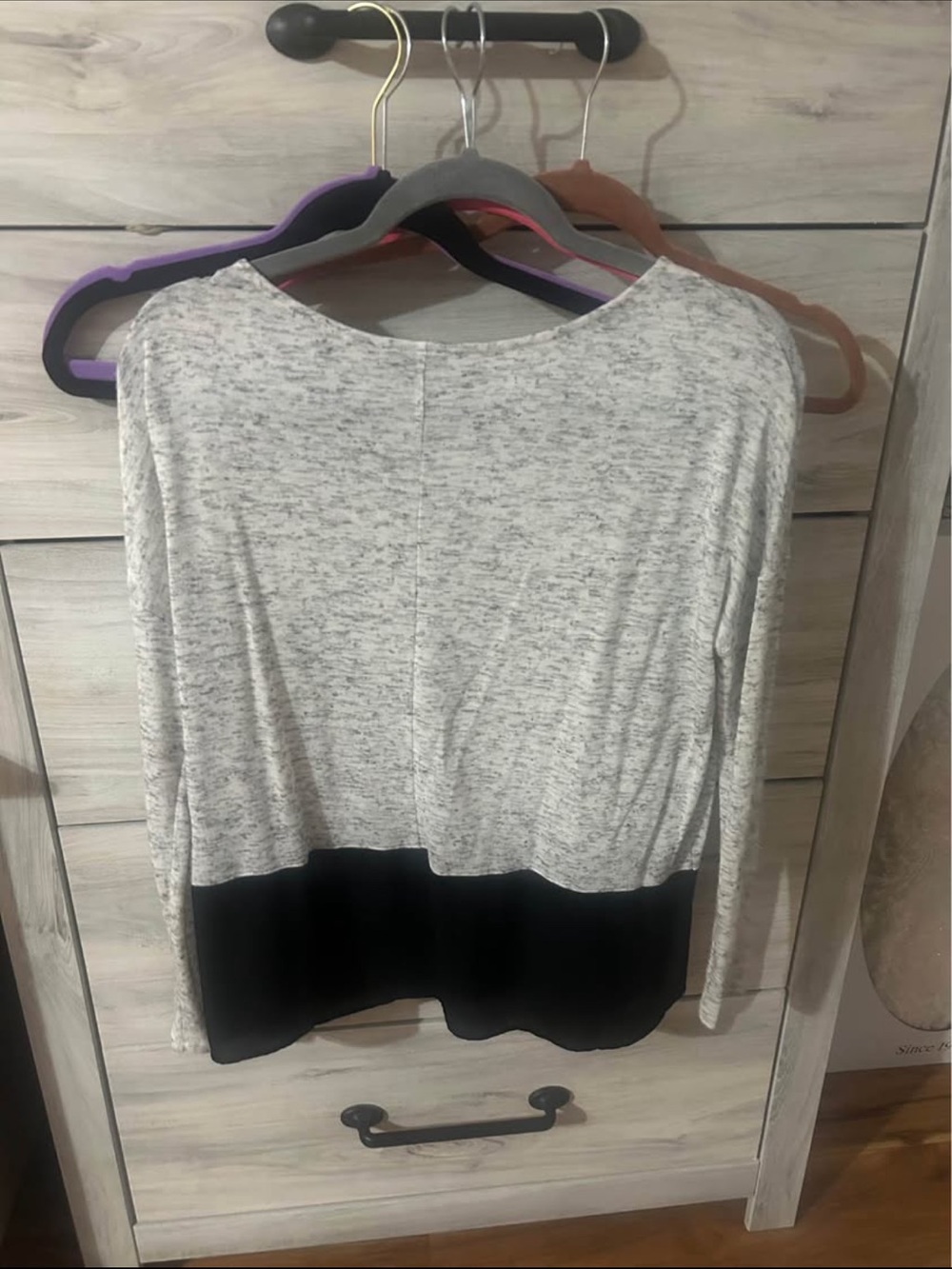 Express Two-Tone Gray and Black Long Sleeve Tee - Picture 3 of 3